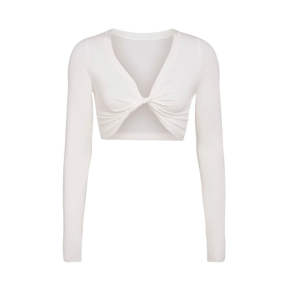 SKIMS white twist top long sleeve